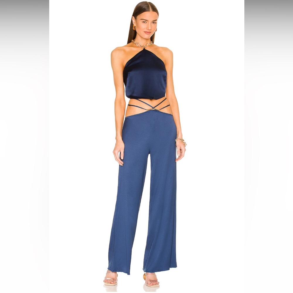 Cult Gaia Navy Halter Top and pants set